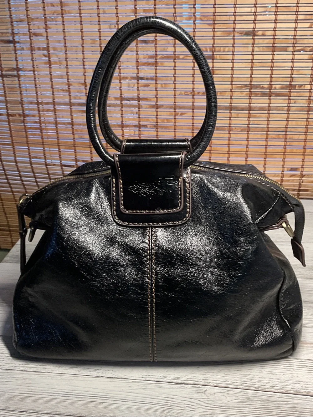 Hobo International Sheila drop handle black leather handbag Small